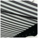 Two striped retractable awnings provide shelter for an outdoor eating area and bar at Sam's Grill Restaurant, Beldon Lane, San Francisco.